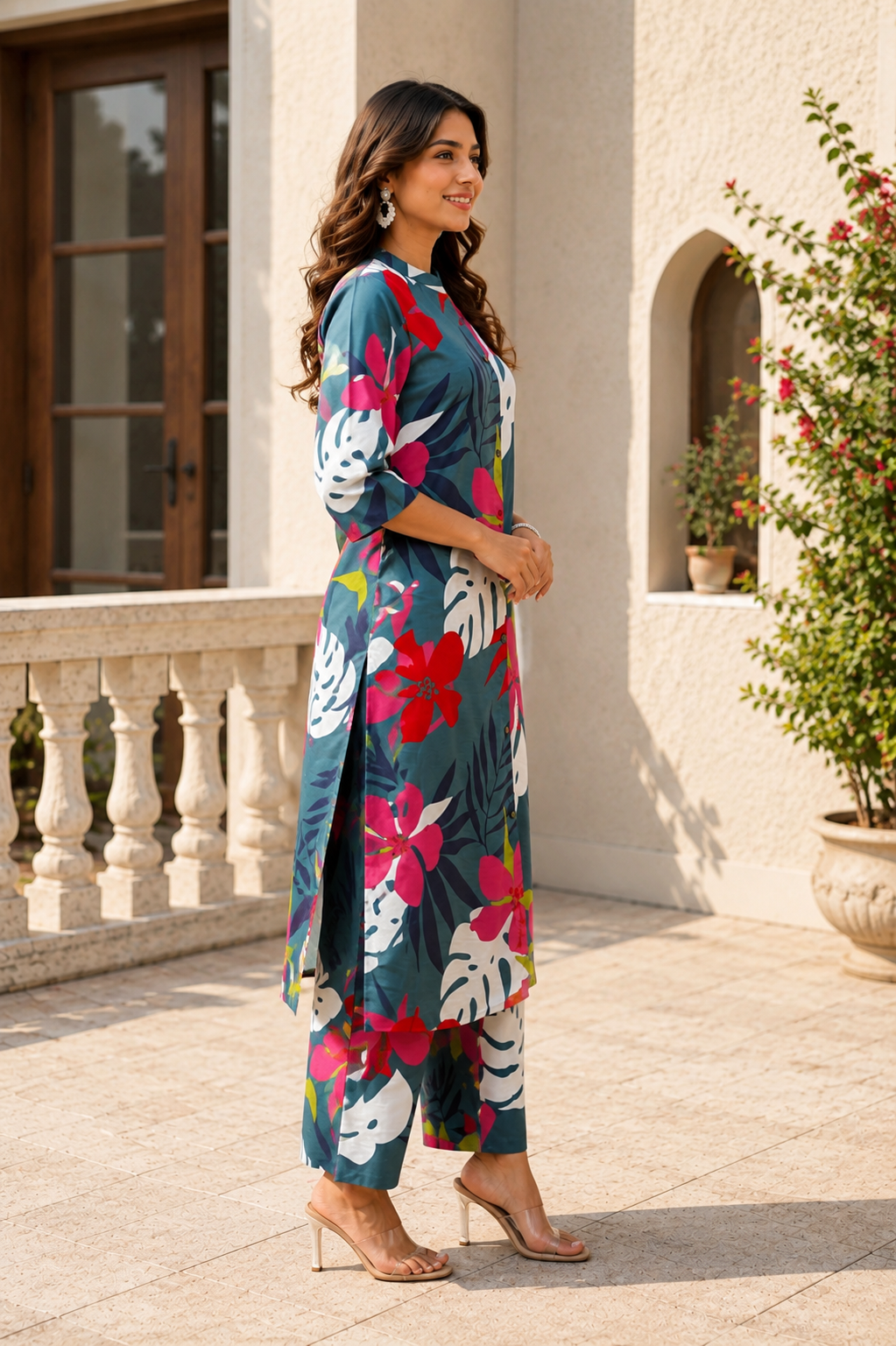 Stylish Tropical Floral Cotton Co-Ord Set