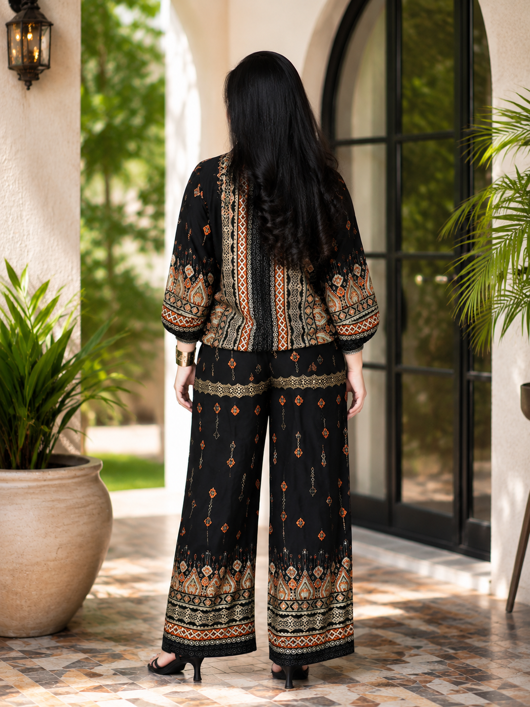 Royal Artisan Print Co-Ord Set, Noir Heritage Luxe Co-Ord Set” 🖤✨