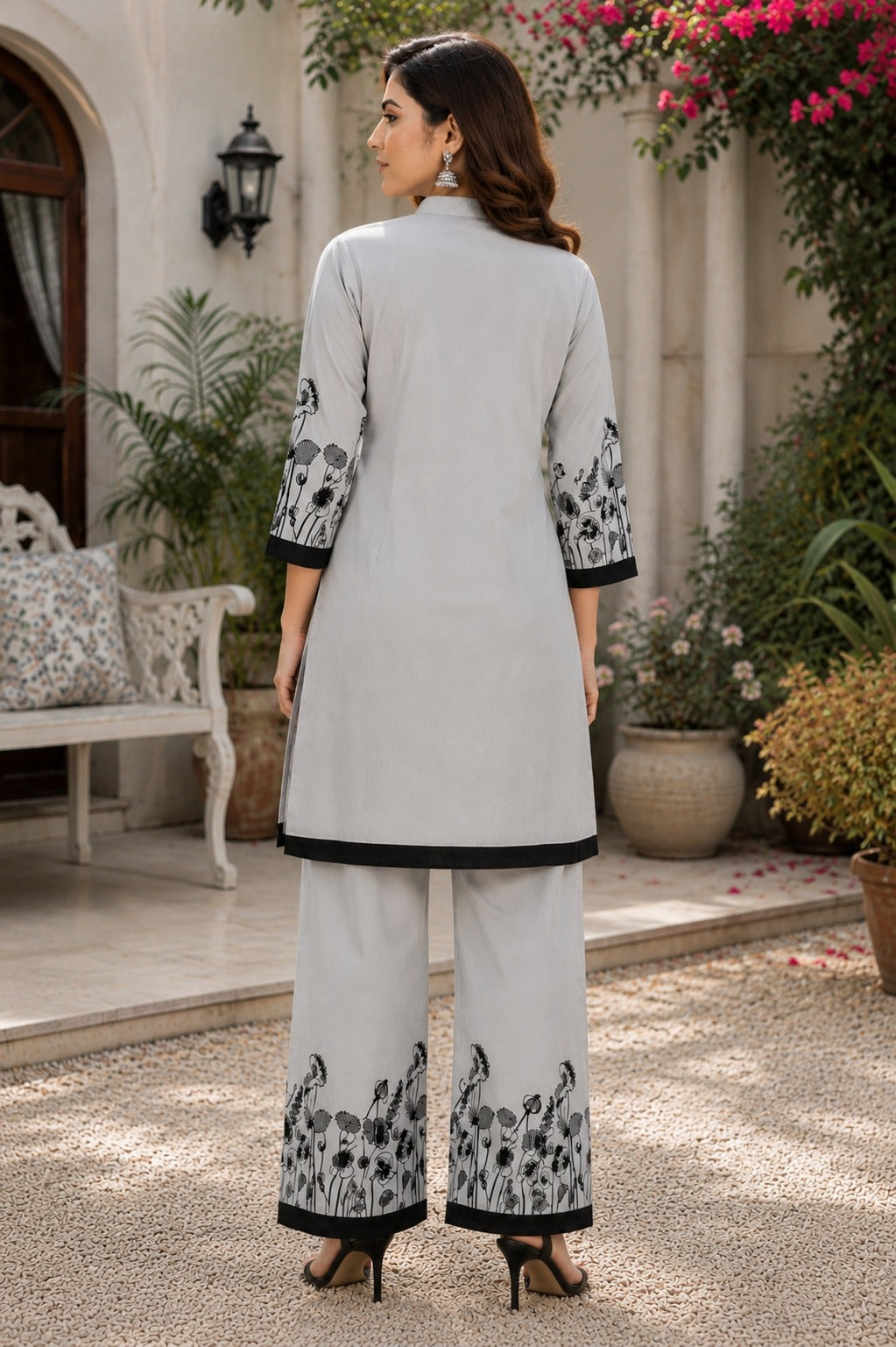 Women's White Printed Cotton Co-Ord Set | Ethnic Casual Wear Outfit