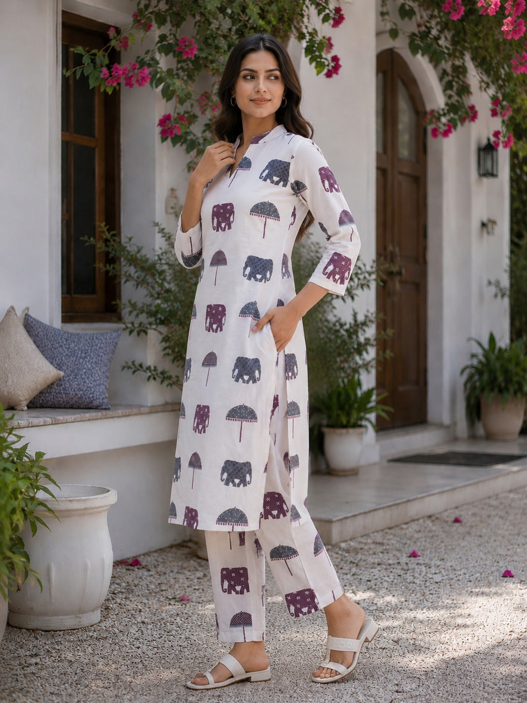 Women's Printed Co-Ord Set – Stylish Shirt & Pants Two-Piece Outfit